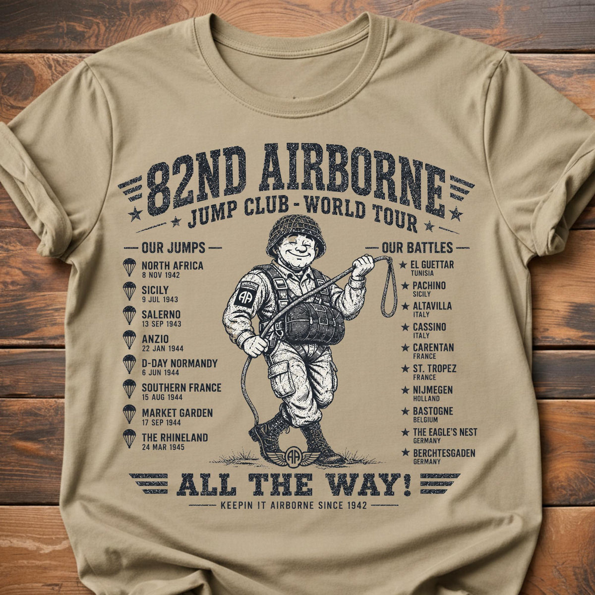 82nd Airborne World Tour T-Shirt - Sand
