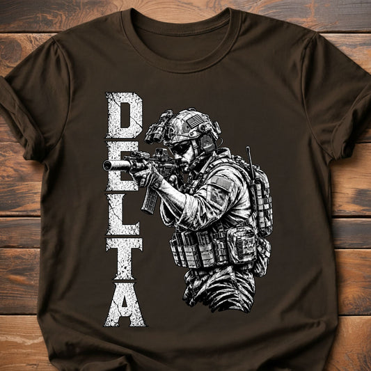 Delta Force Tactical Soldier graphic t-shirt - Dark Chocolate
