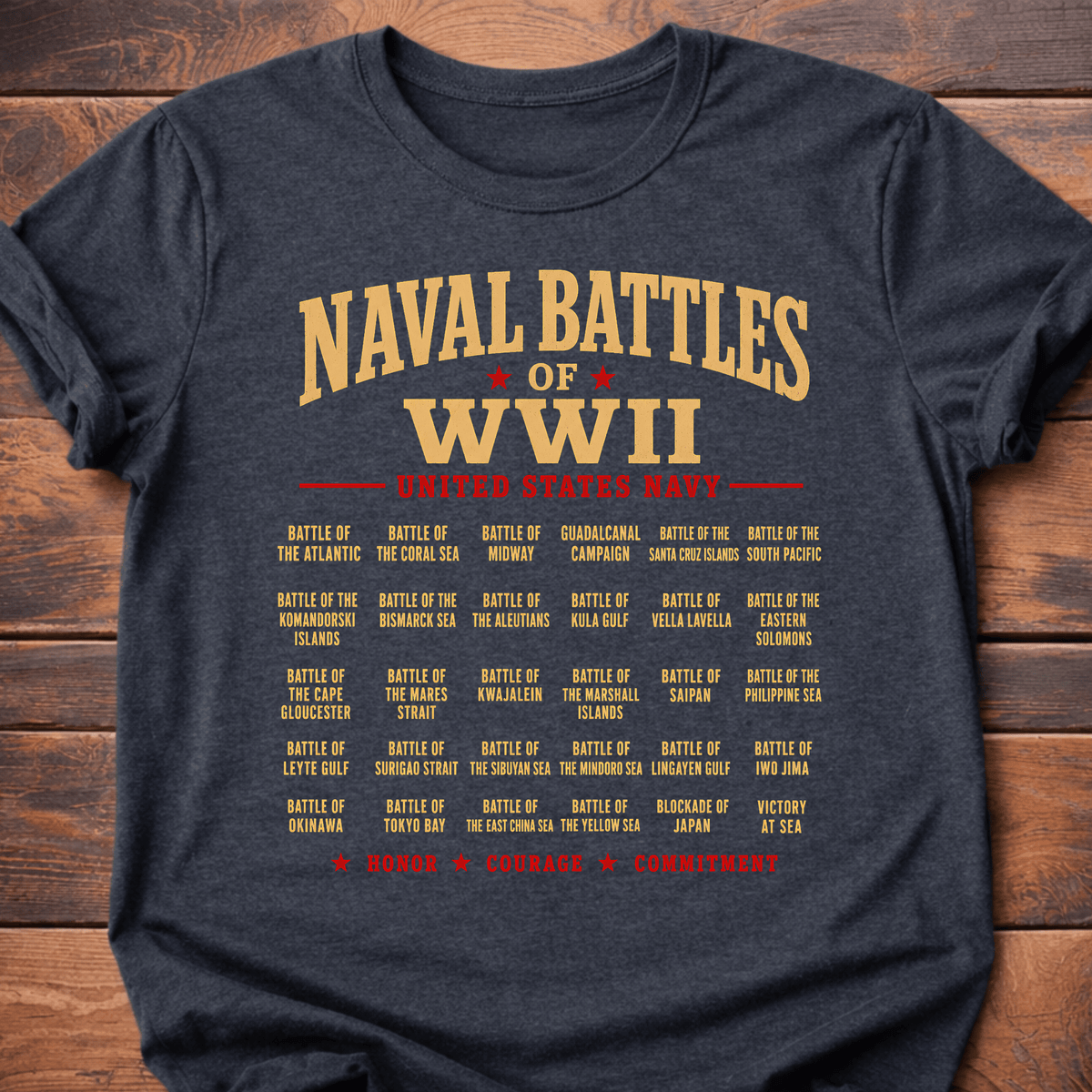 Battles Of WWII Navy T-Shirt