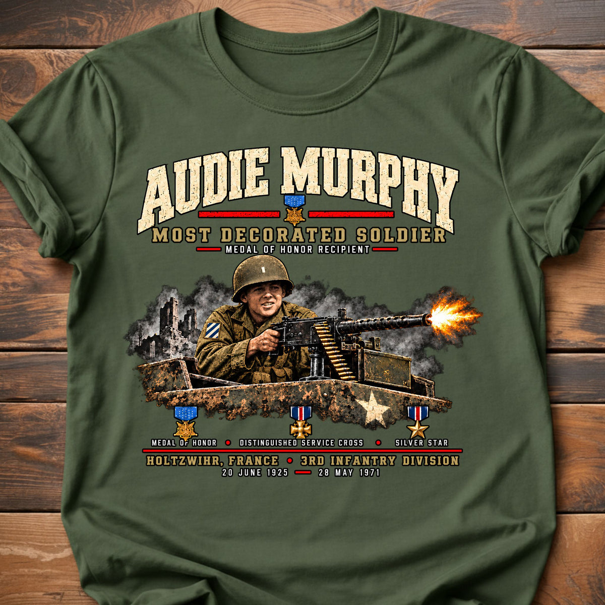 Audie Murphy Action T-Shirt
