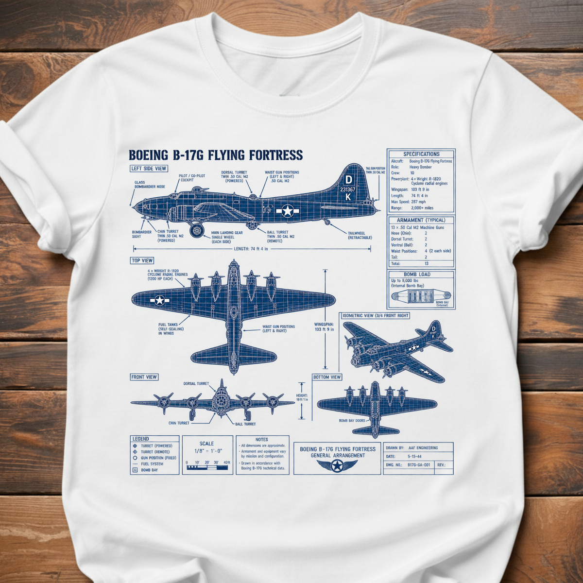 B17 Technical Drawing T-Shirt