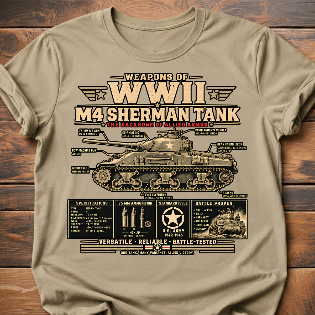 Weapons of WWII Sherman T-Shirt