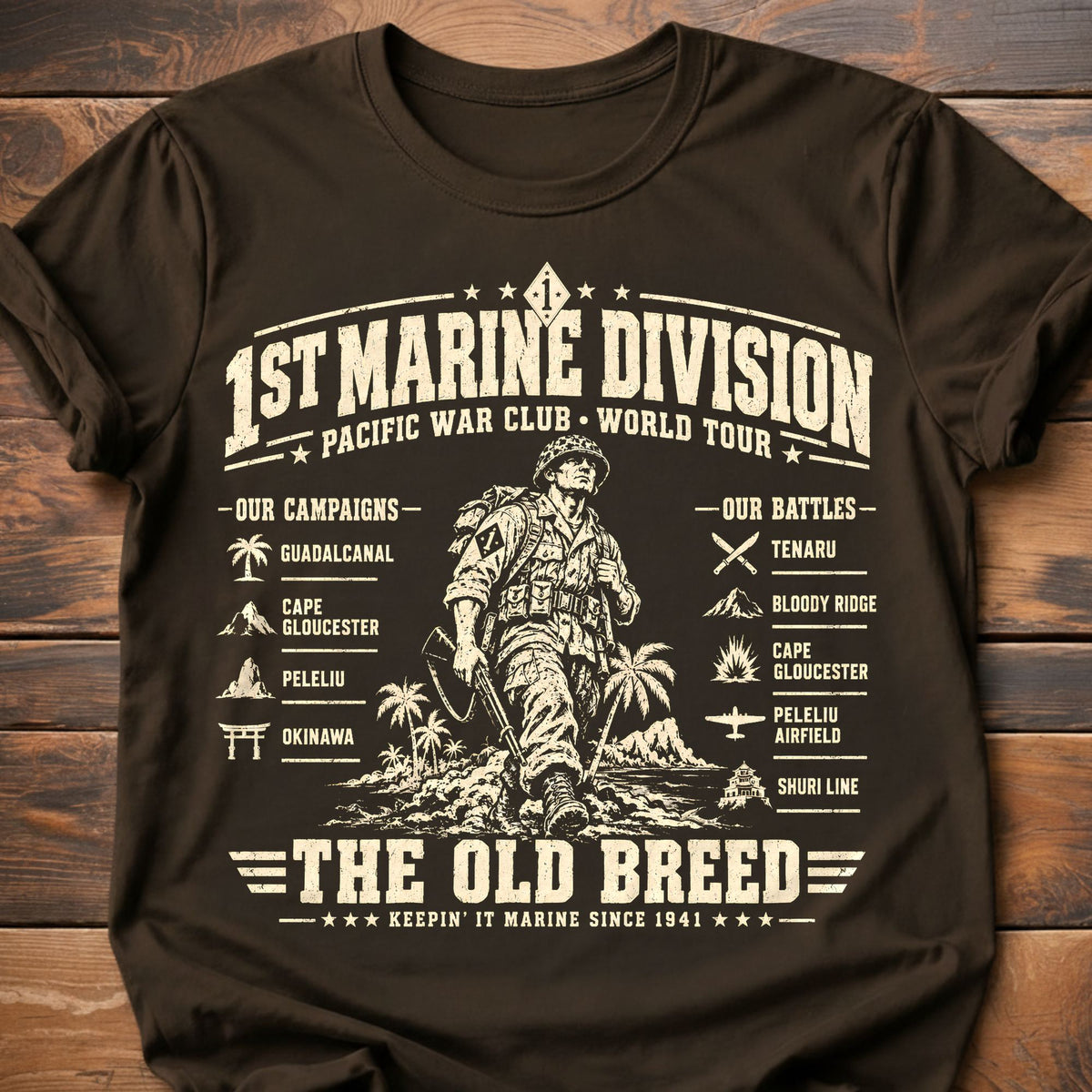 1st Marine Division World Tour T-Shirt - Dark Chocolate