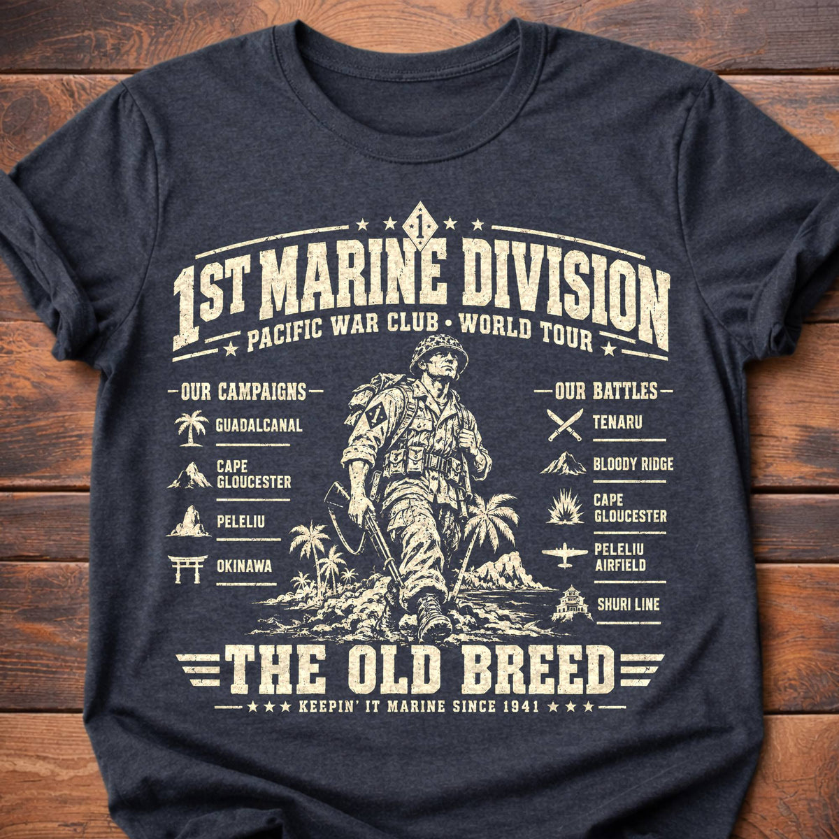 1st Marine Division World Tour T-Shirt - Dark Heather