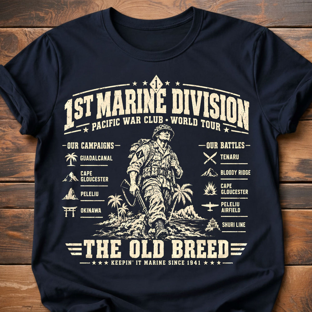 1st Marine Division World Tour T-Shirt - Navy