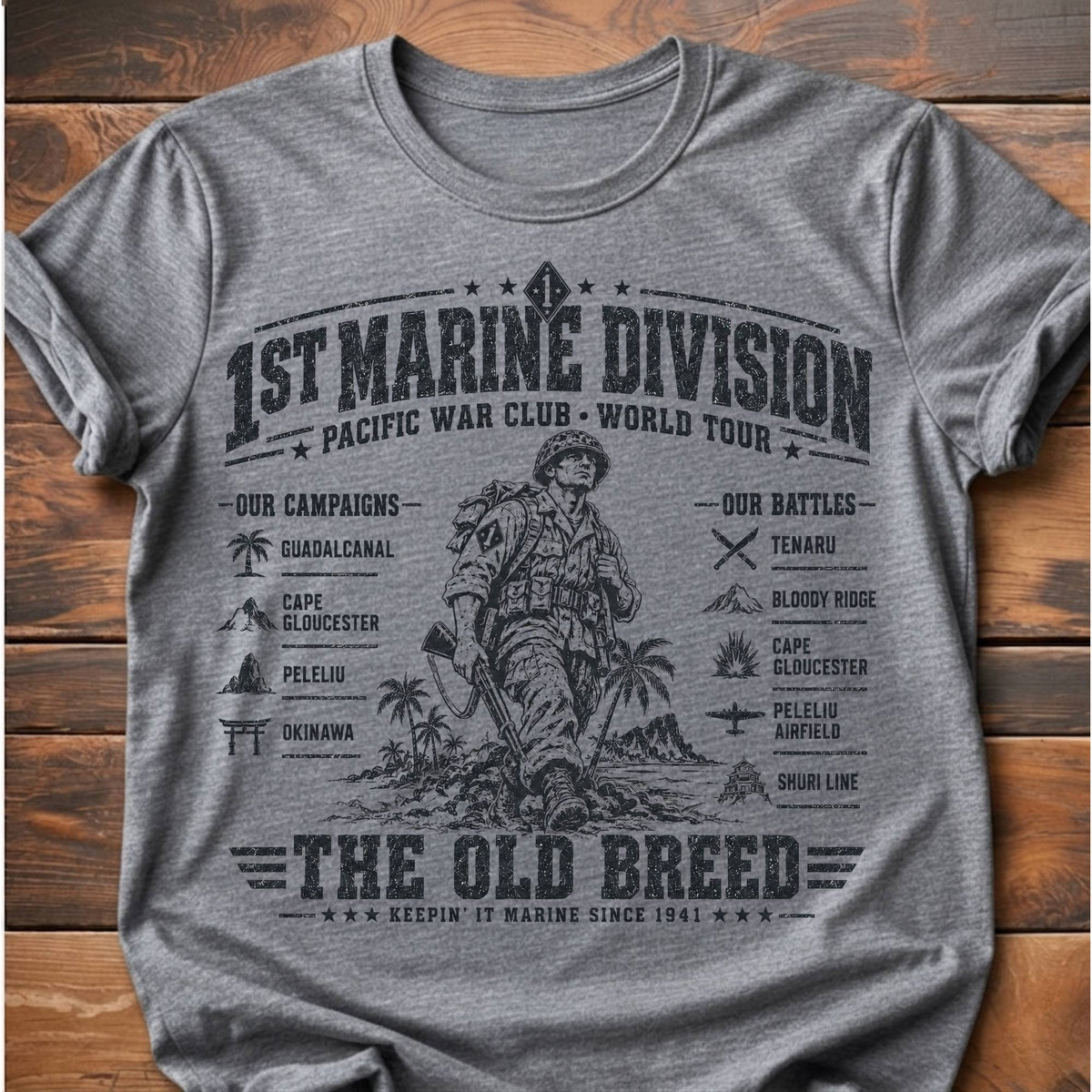 1st Marine Division World Tour T-Shirt - Sport Grey