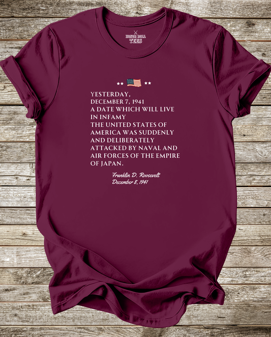 FDR Speech WWW2 Declaration T-Shirt