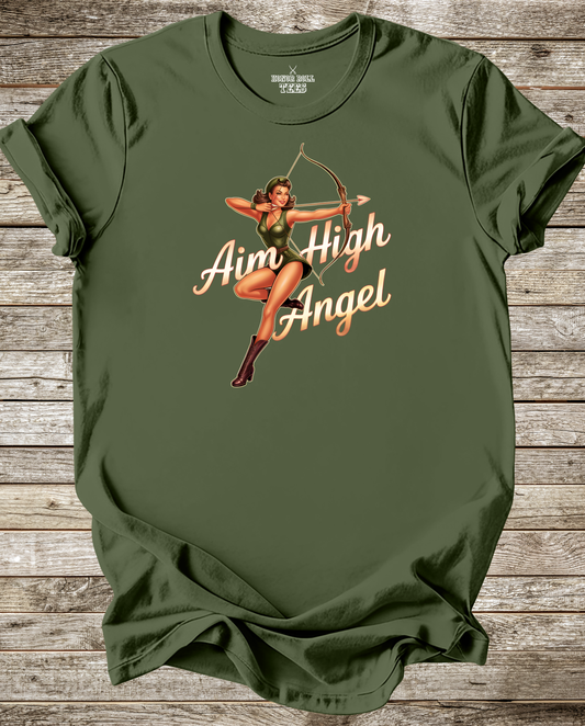 Aim High Angel WW2 Aircraft Nose Art T-Shirt
