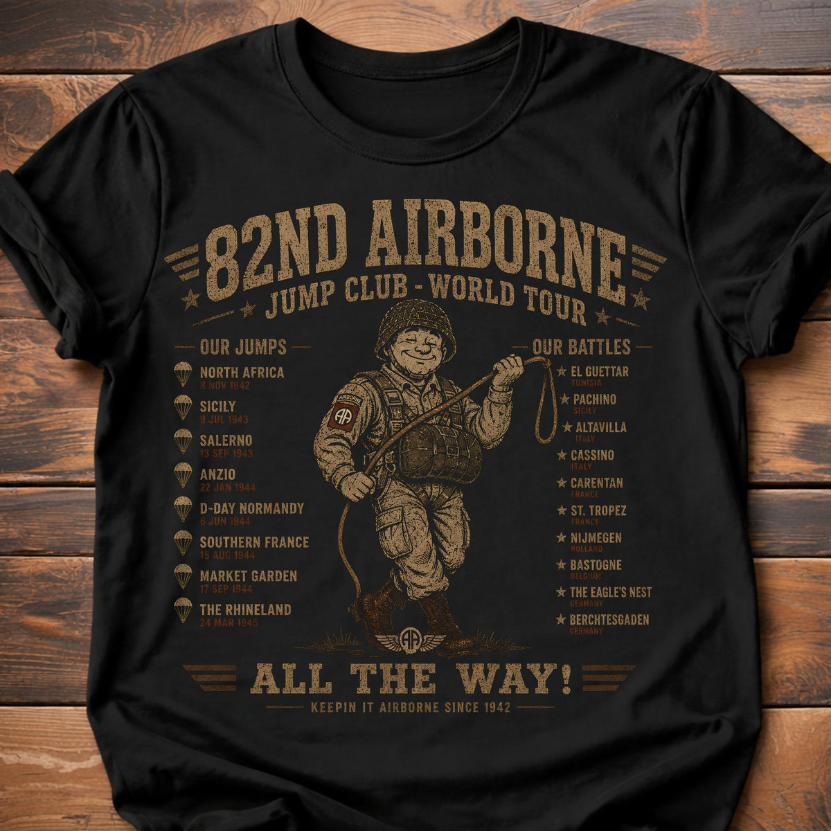 82nd Airborne World Tour T-Shirt - Black