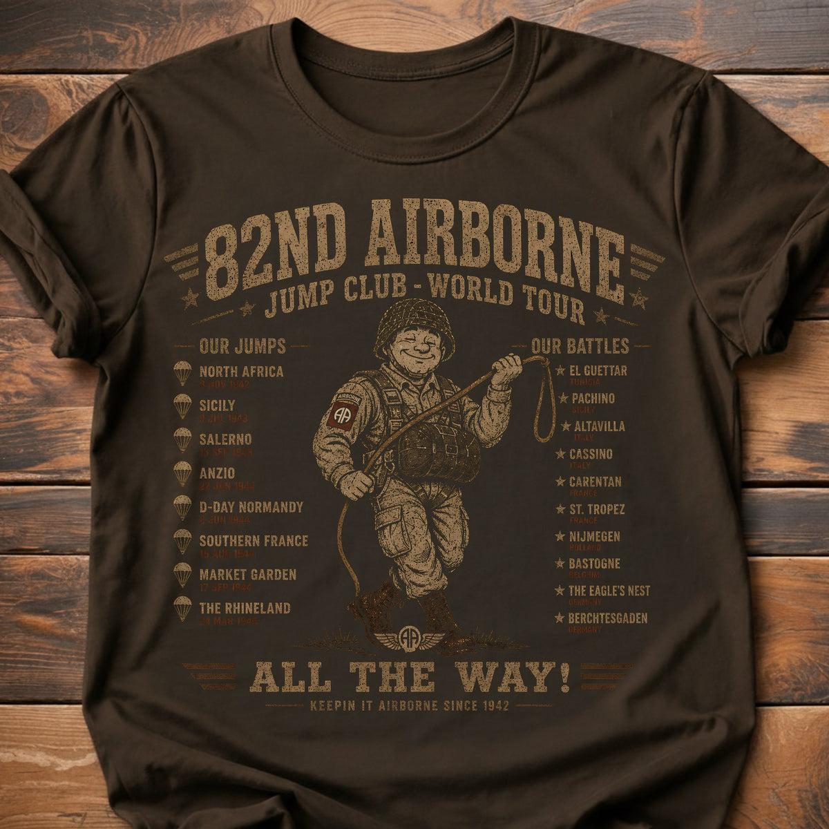 82nd Airborne World Tour T-Shirt - Dark Chocolate