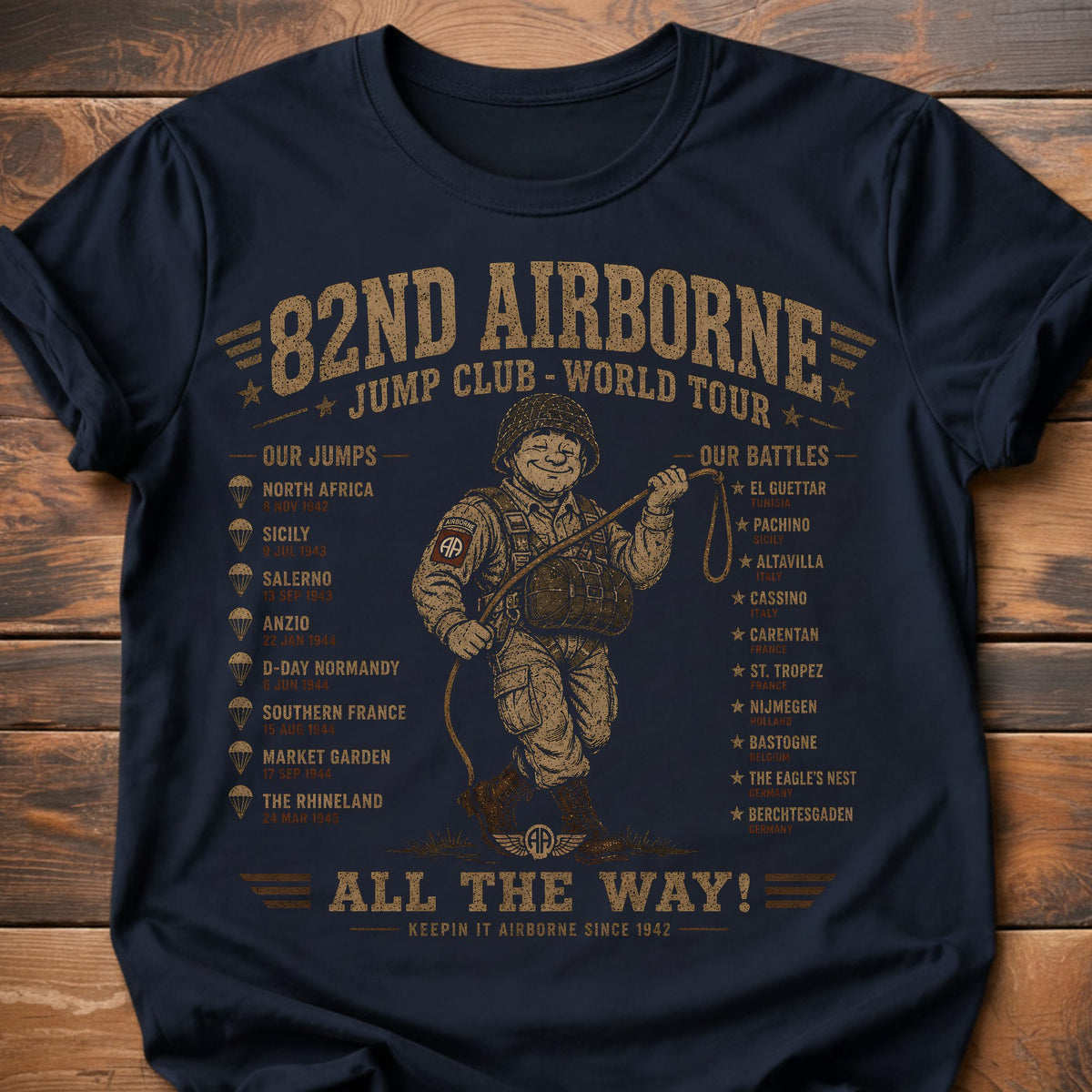 82nd Airborne World Tour T-Shirt - Navy