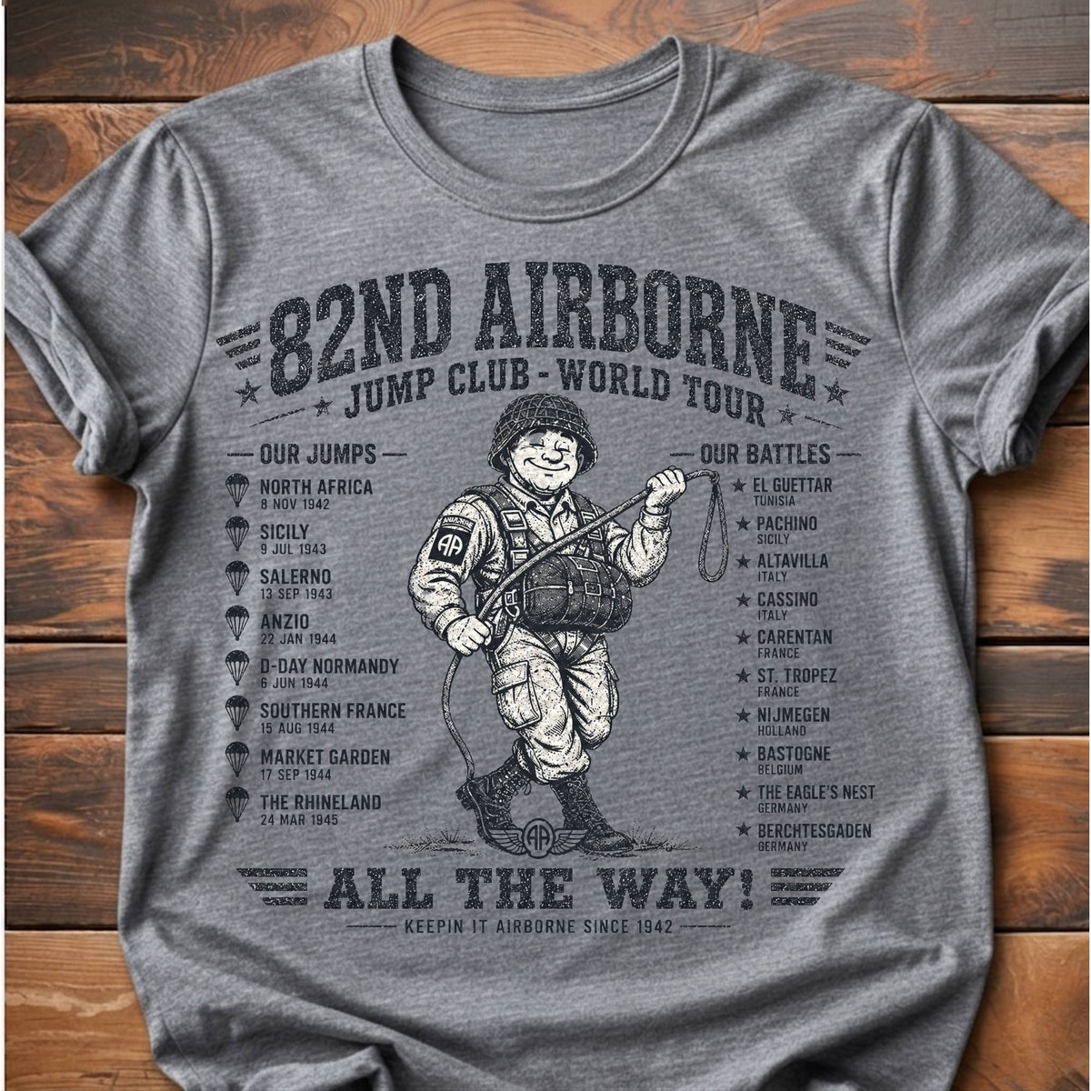 82nd Airborne World Tour T-Shirt - Sport Grey
