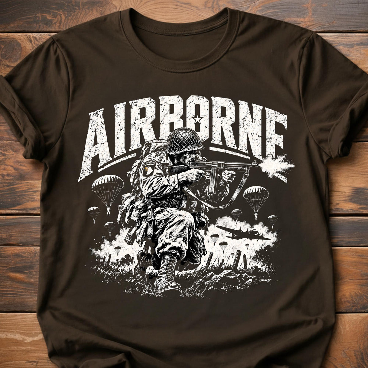 Airborne graphic t-shirt - Dark Chocolate