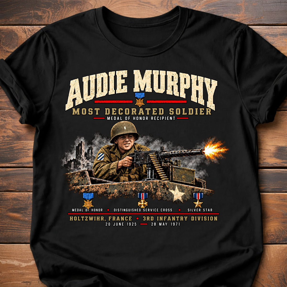 Audie Murphy Action T-Shirt