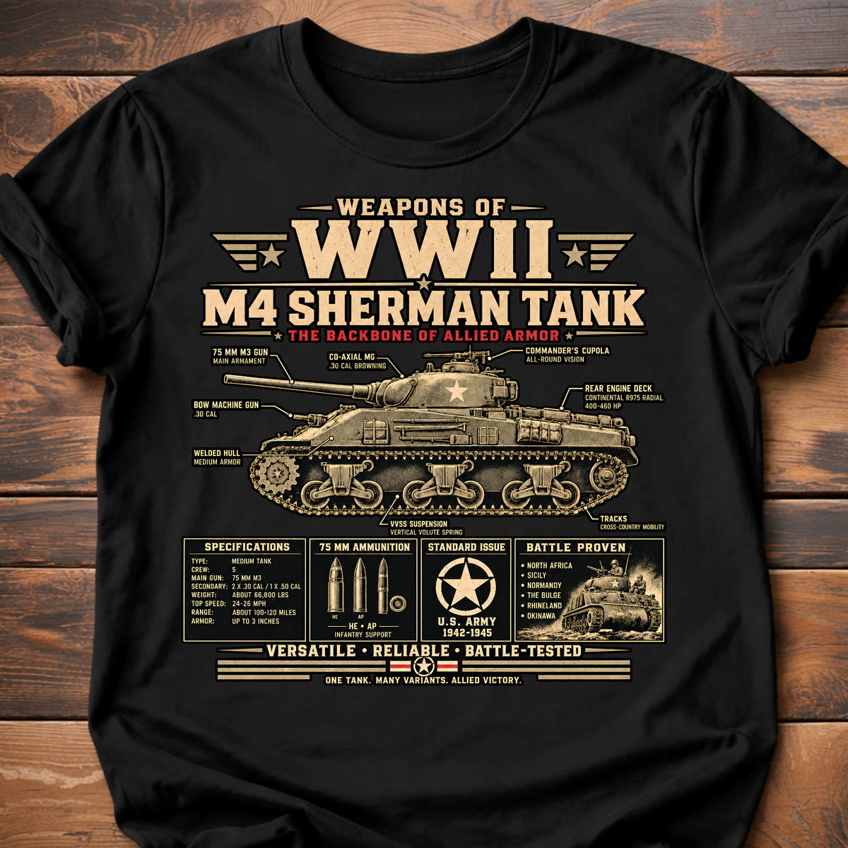 Weapons of WWII Sherman T-Shirt