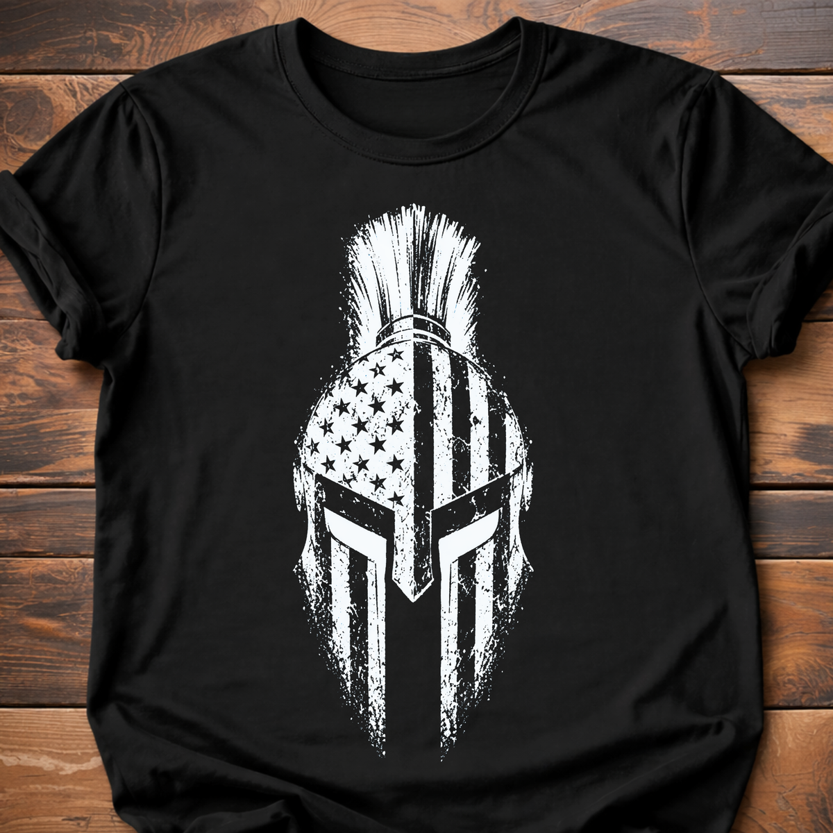 Spartan Helmet American Flag T-Shirt