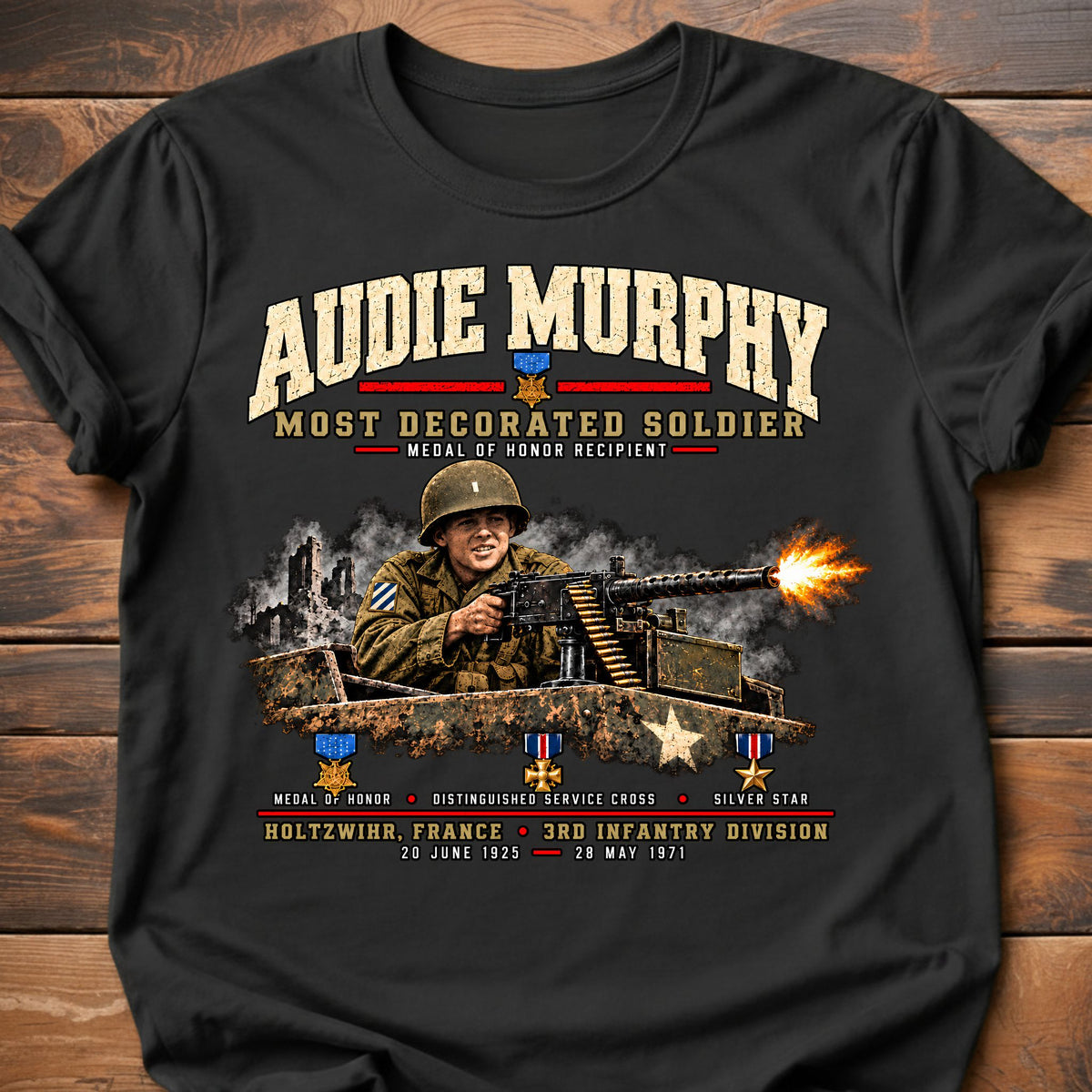 Audie Murphy Action T-Shirt