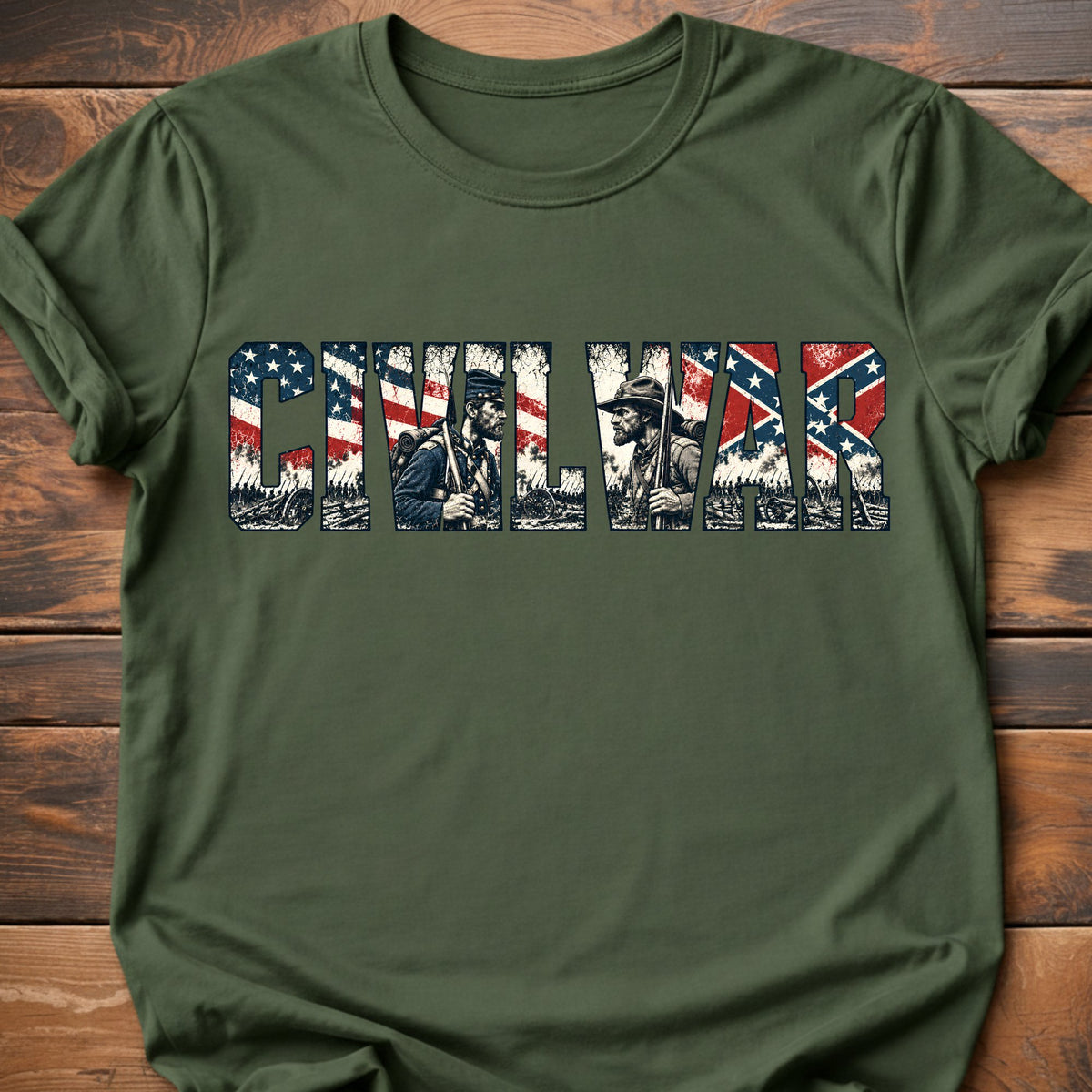 Civil War graphic t-shirt - Military Green