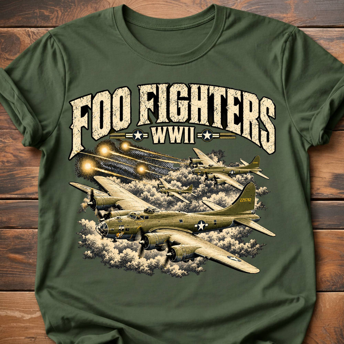 Foo Fighters WWII Aviation T-Shirt - Military Green