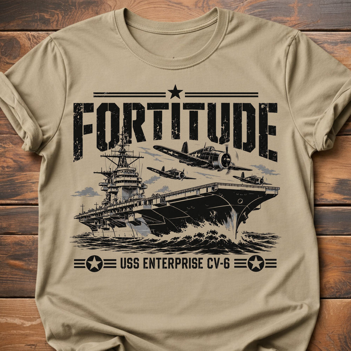 Fortitude USS Enterprise T-Shirt - Sand