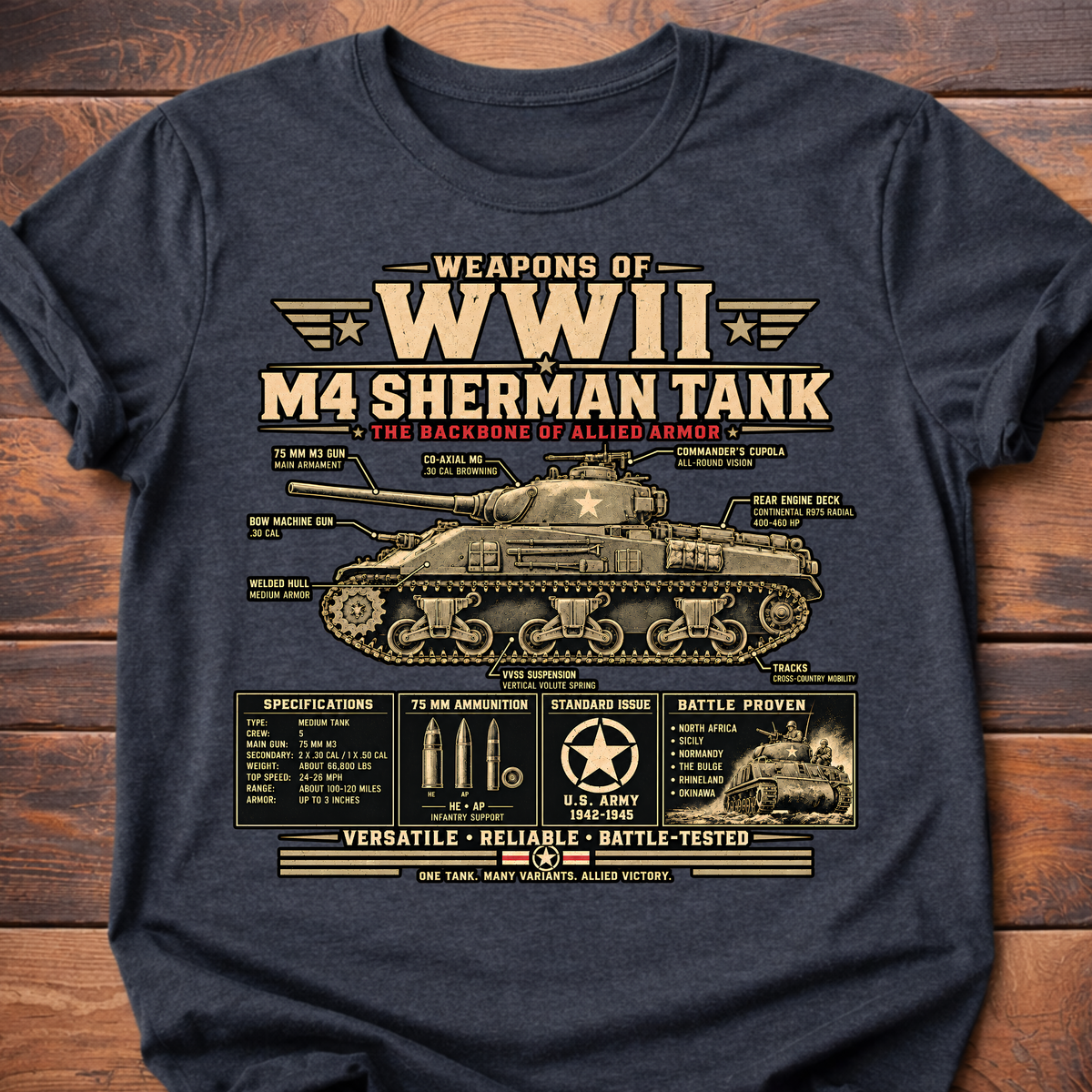 Weapons of WWII Sherman T-Shirt