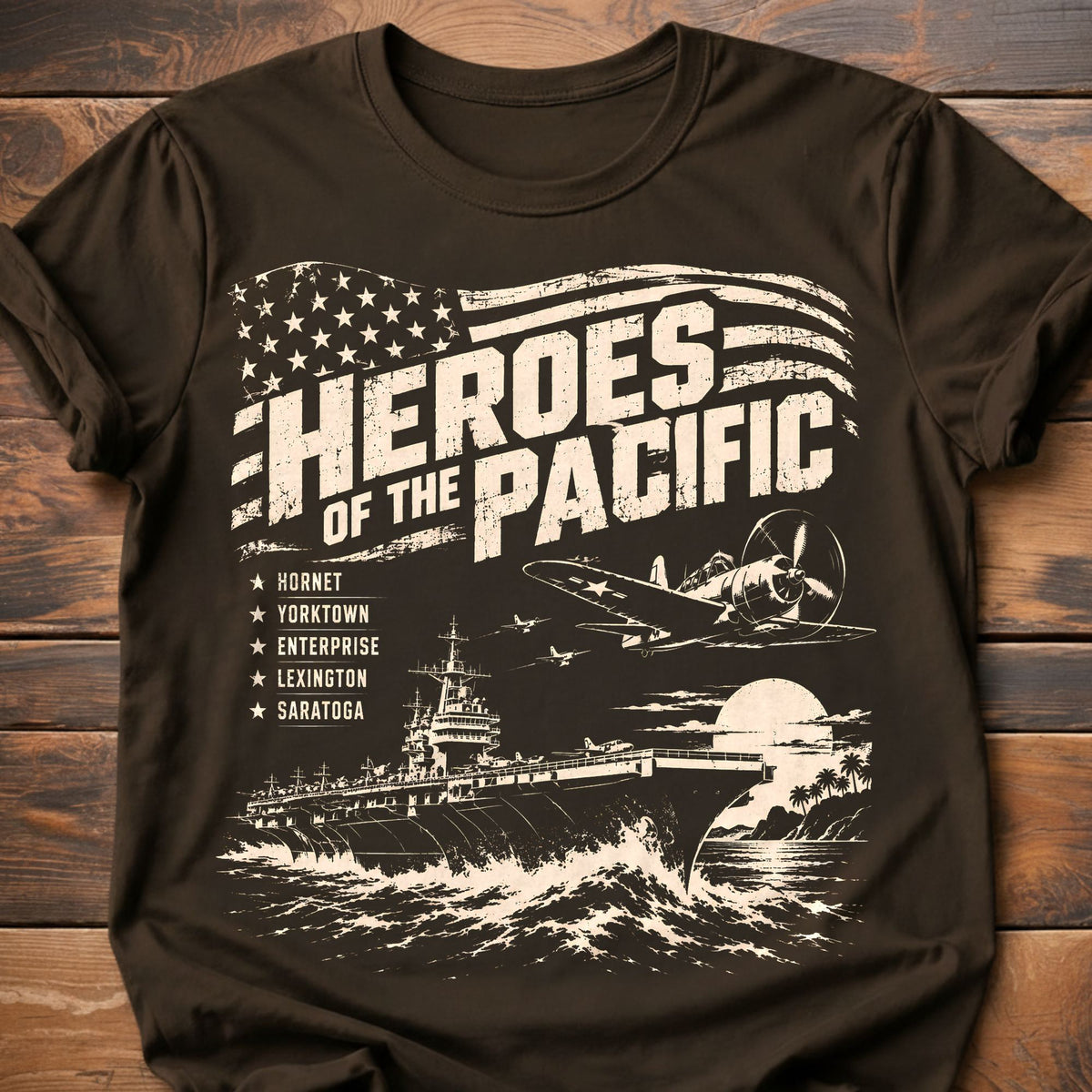 Heroes of the Pacific T-Shirt - Dark Chocolate