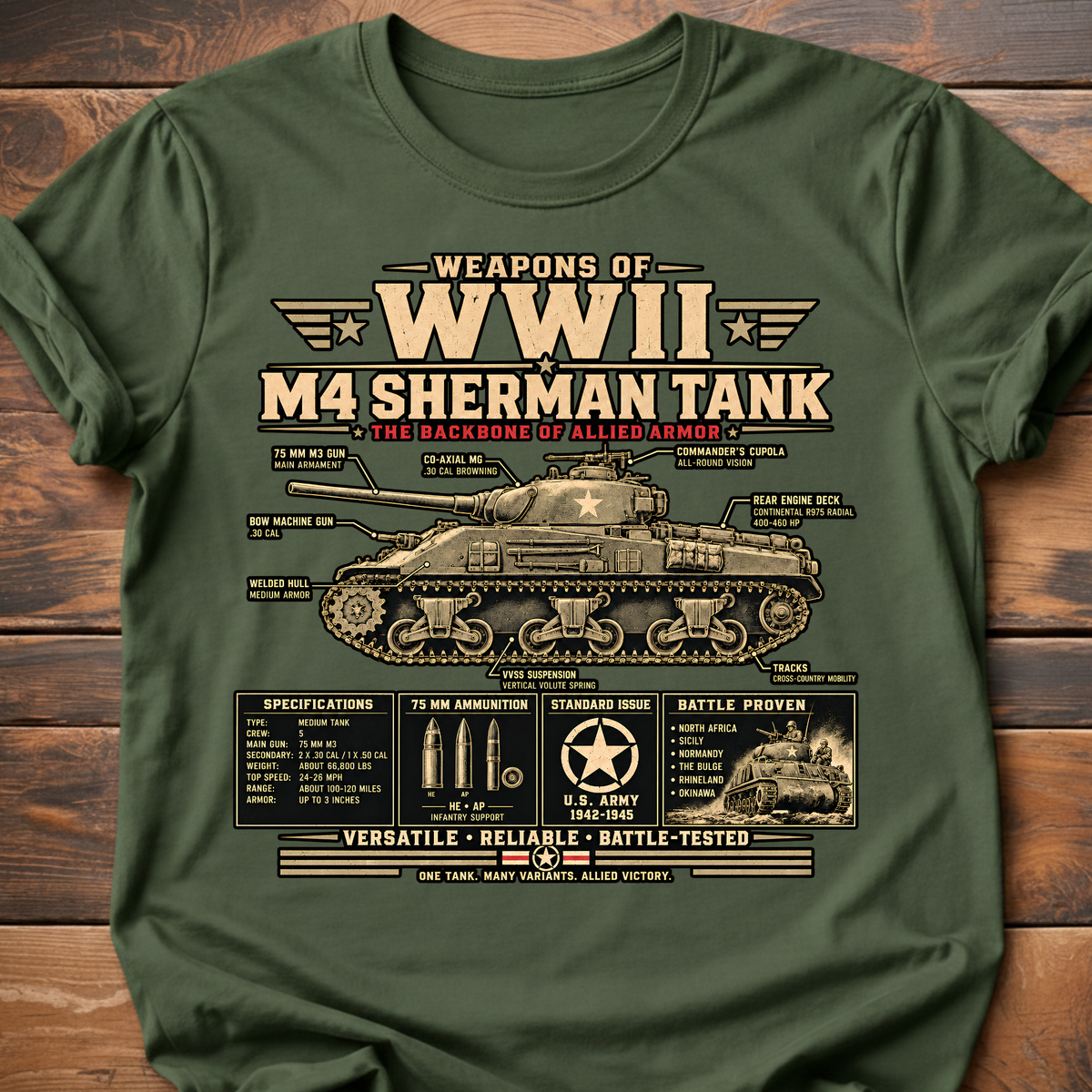 Weapons of WWII Sherman T-Shirt