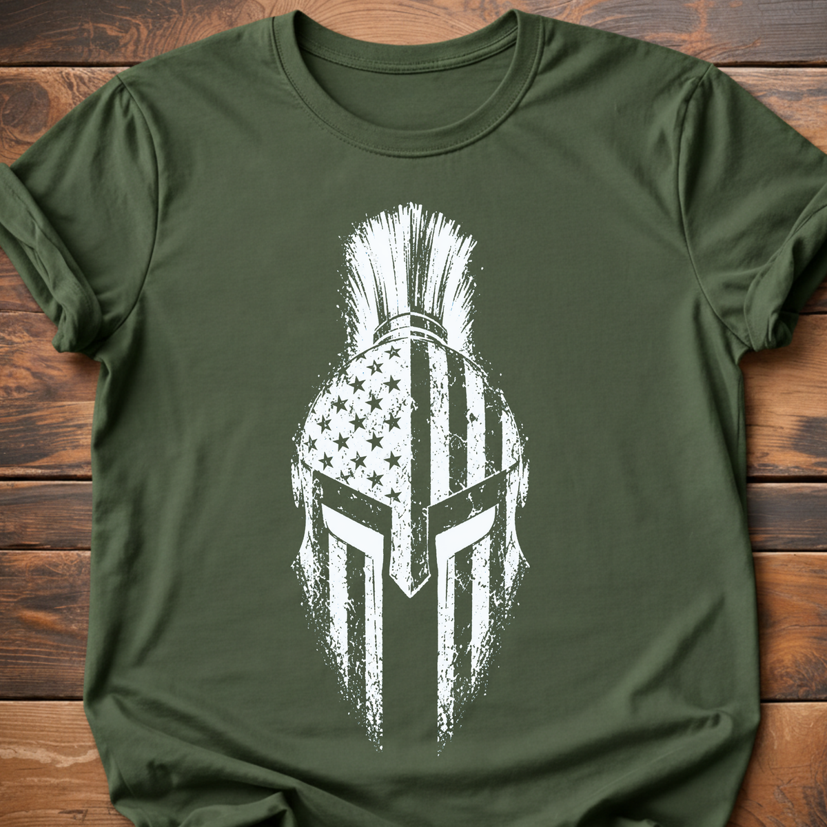 Spartan Helmet American Flag T-Shirt