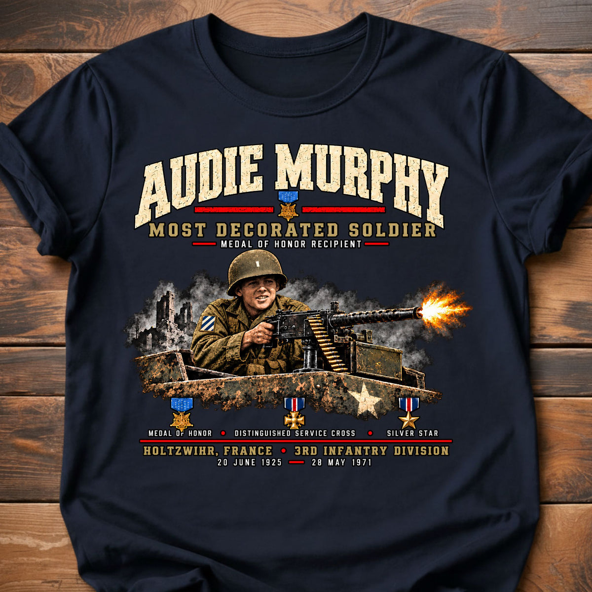 Audie Murphy Action T-Shirt