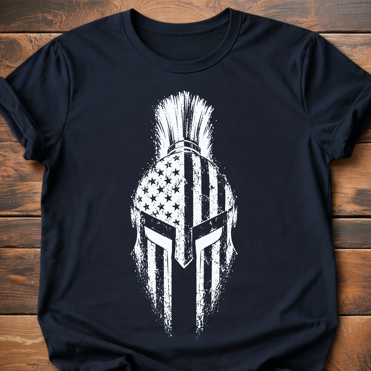 Spartan Helmet American Flag T-Shirt