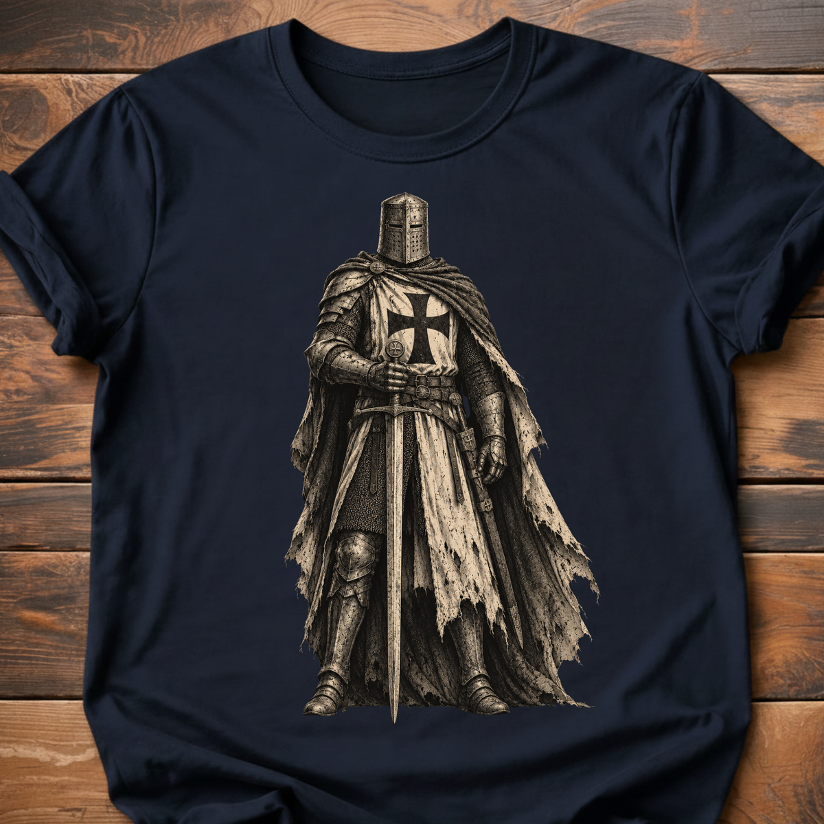 Medieval Knight T-Shirt — Vintage Crusader Armor Graphic Tee