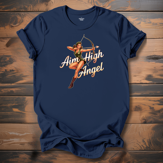 Aim High Angel WW2 Aircraft Nose Art T-Shirt