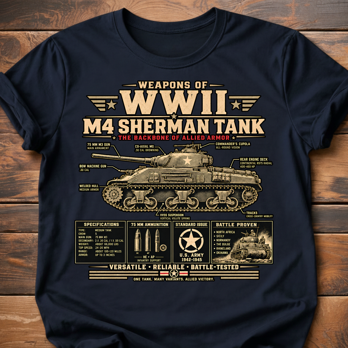 Weapons of WWII Sherman T-Shirt