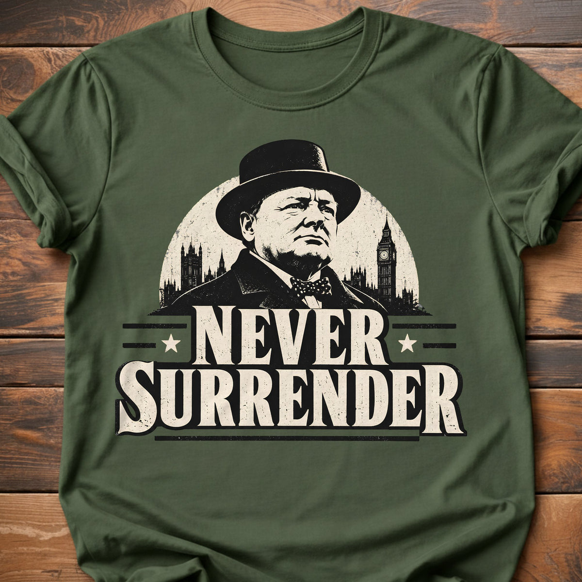 Never Surrender T-Shirt - Military Green