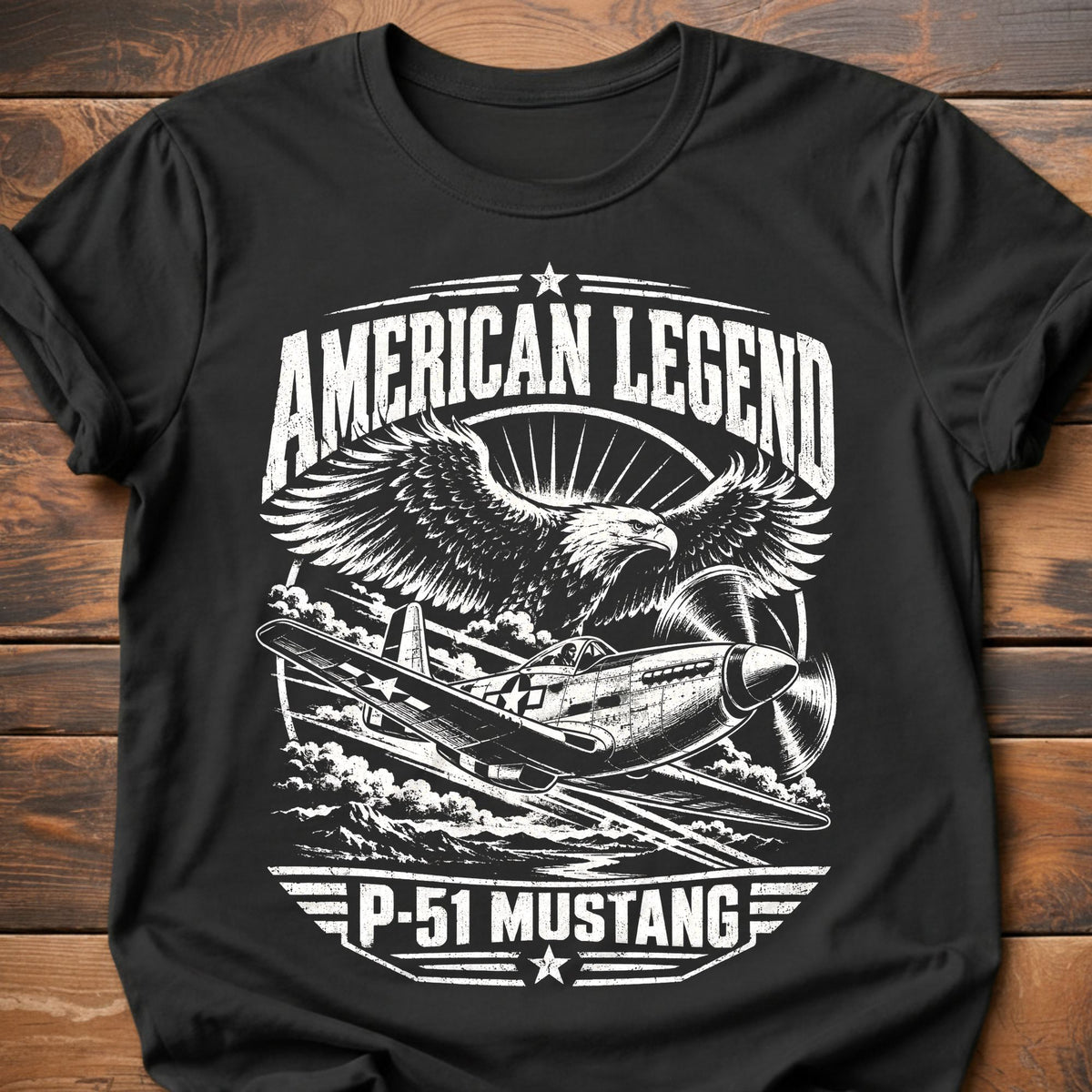 American Legend P51 Mustang T-Shirt - Charcoal