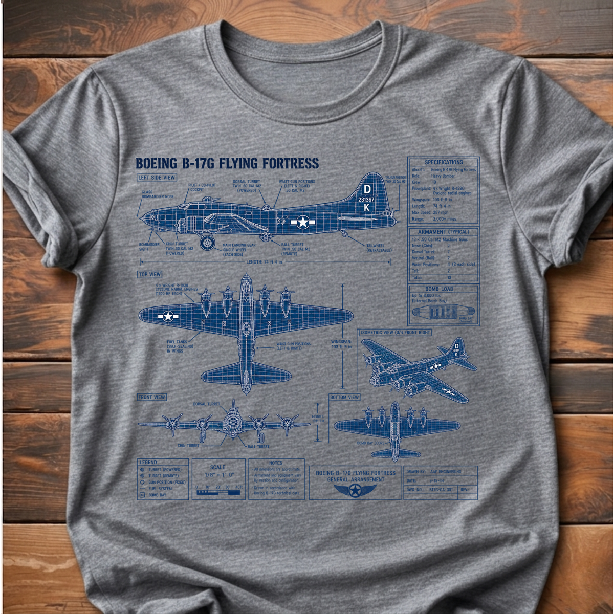 B17 Technical Drawing T-Shirt