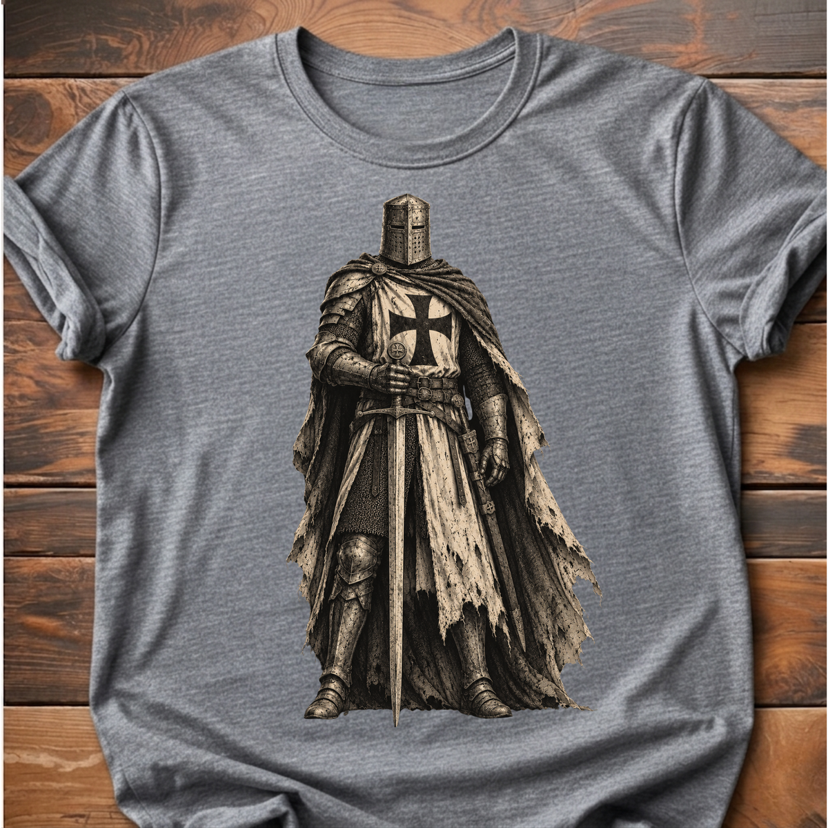 Medieval Knight T-Shirt — Vintage Crusader Armor Graphic Tee