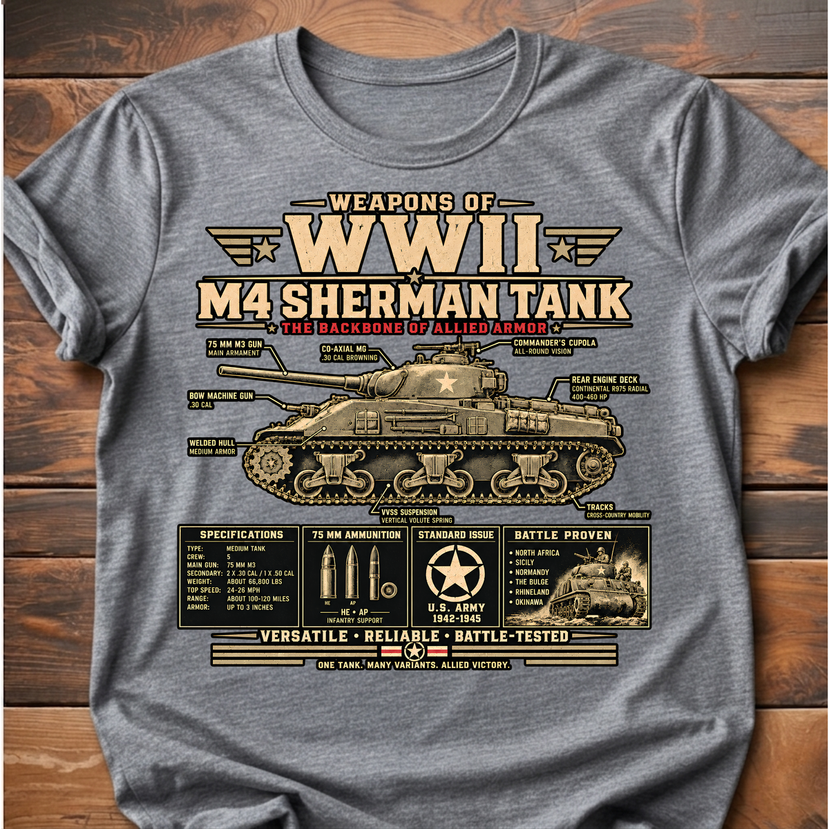 Weapons of WWII Sherman T-Shirt