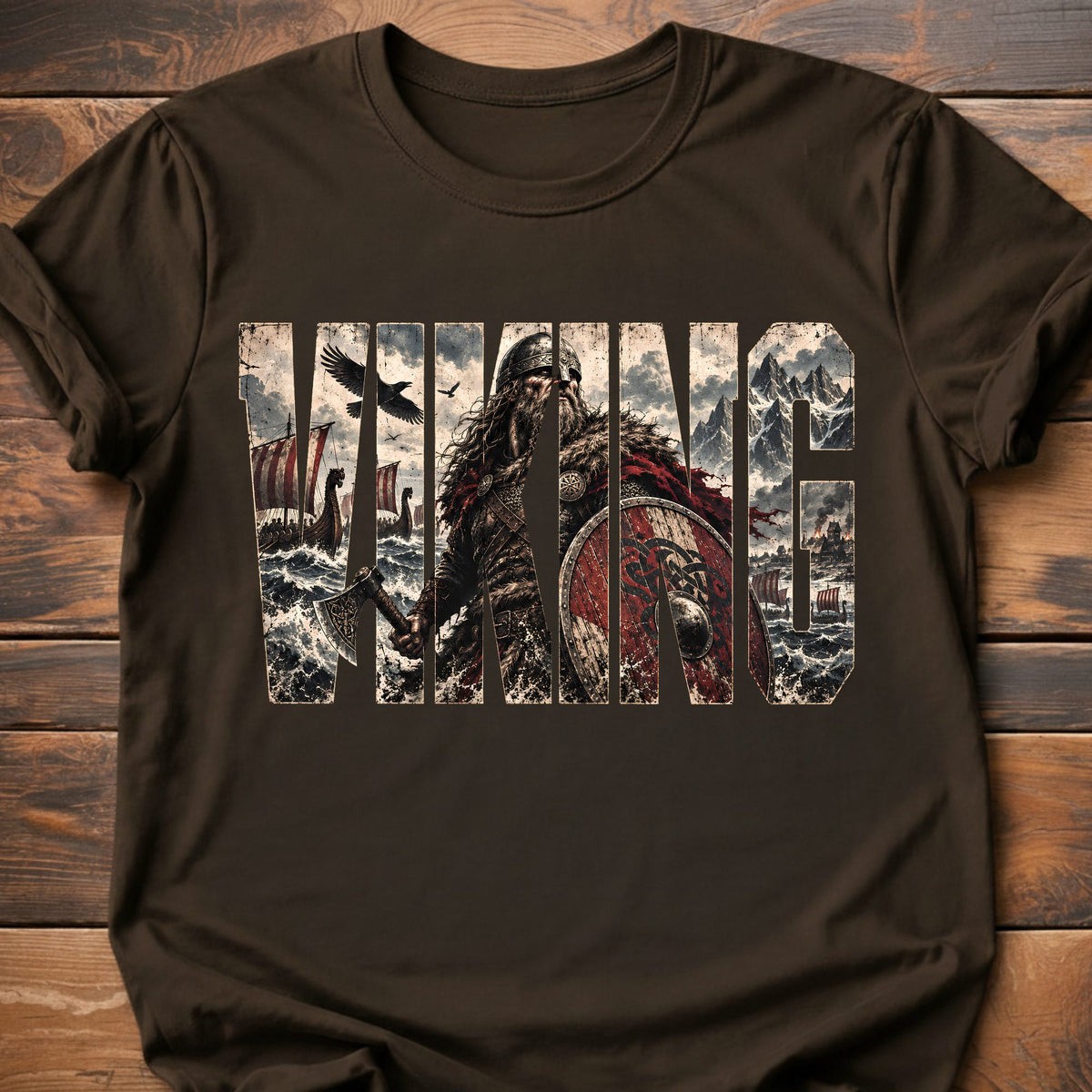 Viking Warrior graphic t-shirt - Dark Chocolate