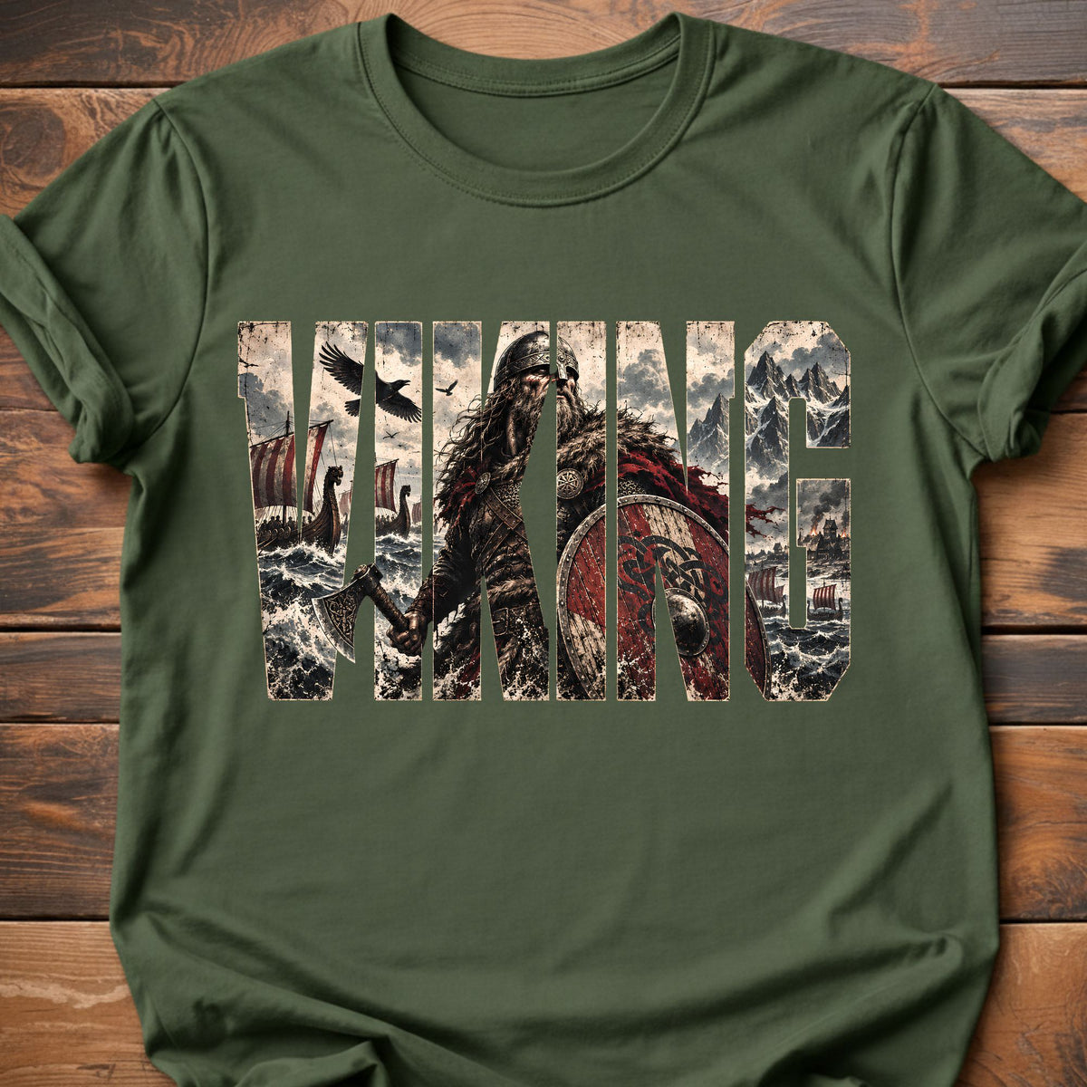 Viking Warrior graphic t-shirt - Military Green