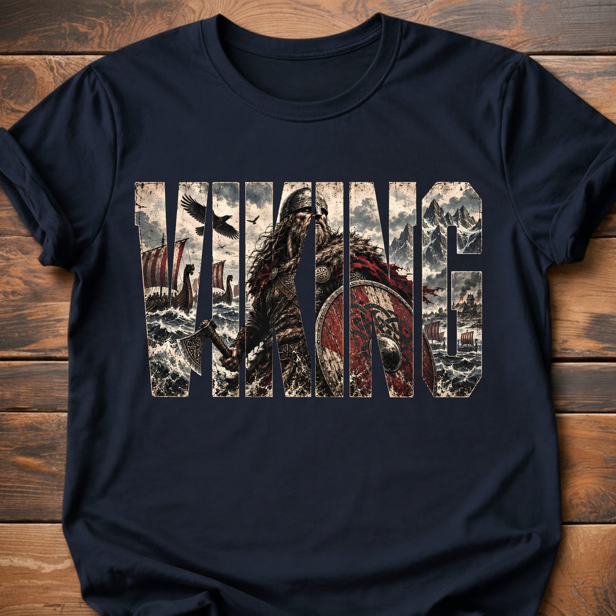 Viking Warrior graphic t-shirt - Navy