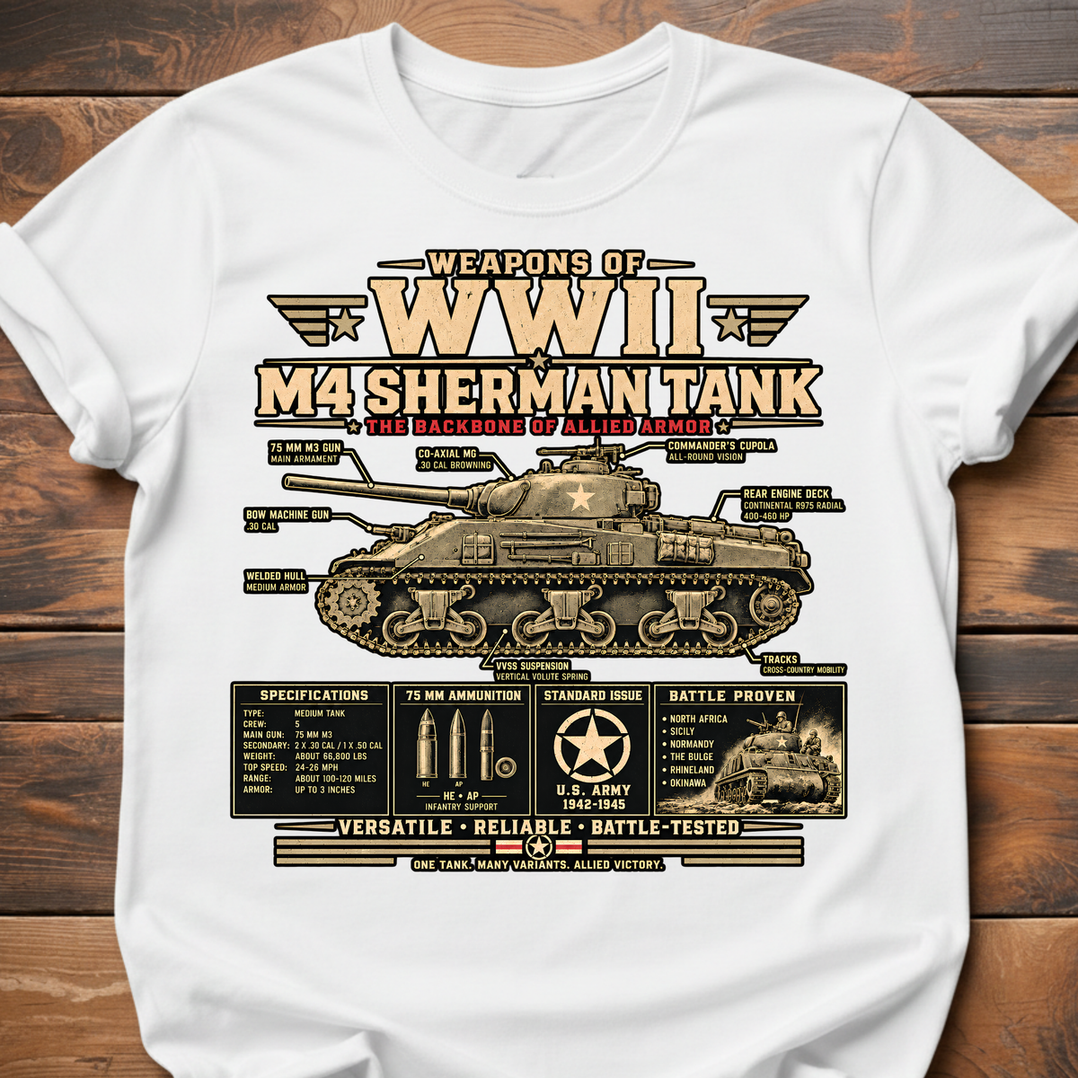 Weapons of WWII Sherman T-Shirt