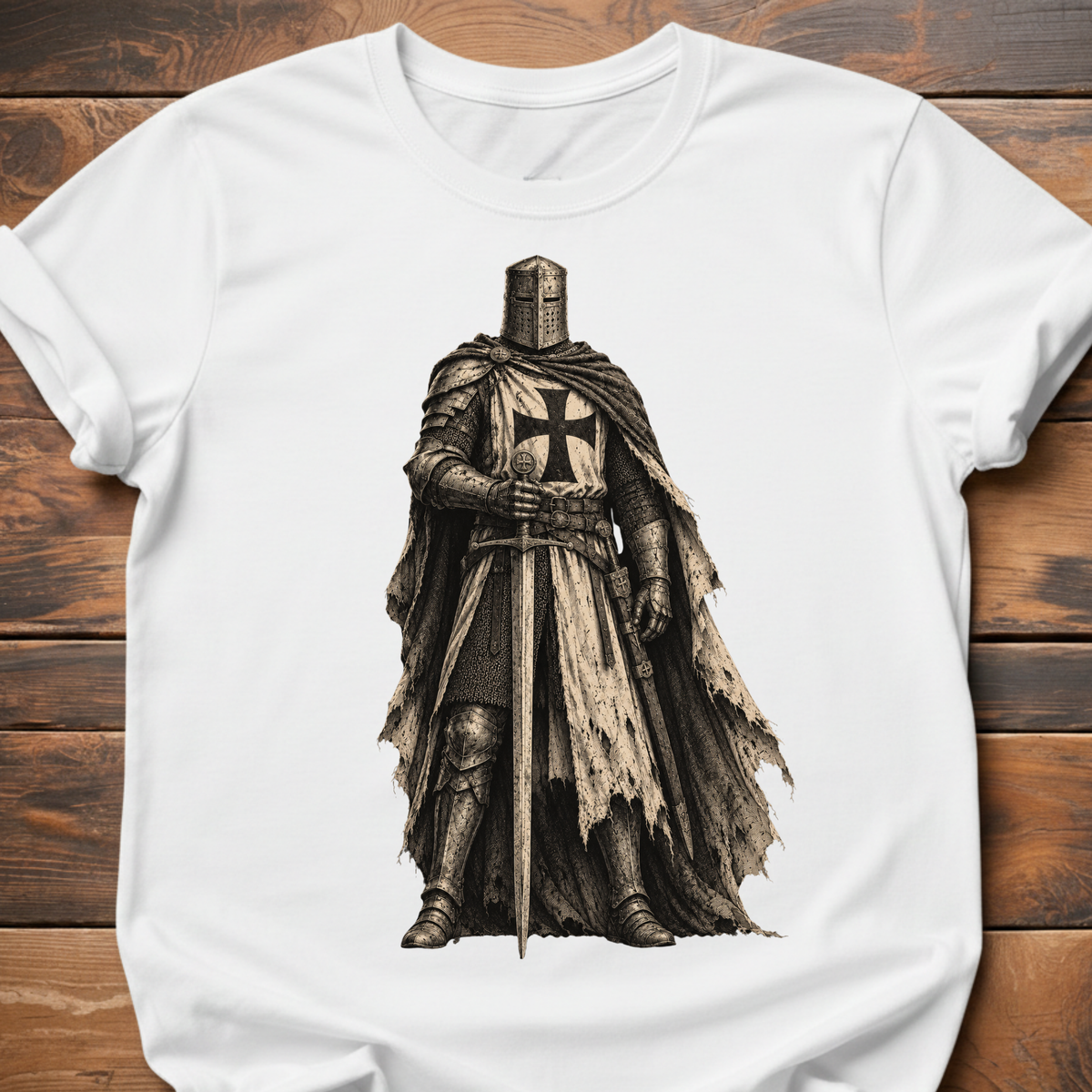 Medieval Knight T-Shirt — Vintage Crusader Armor Graphic Tee