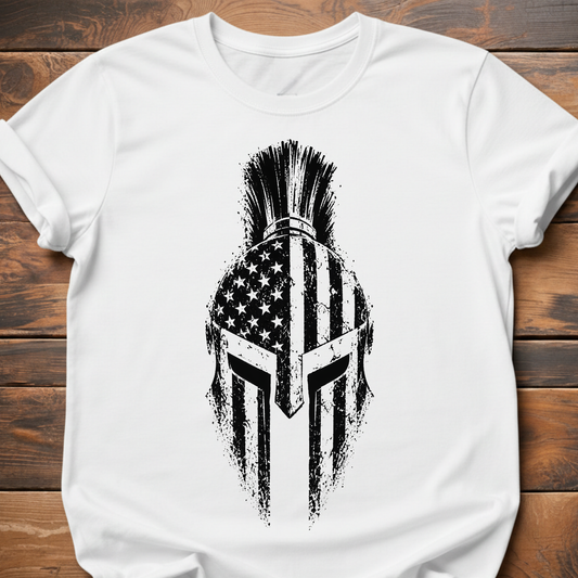 Spartan Helmet American Flag T-Shirt