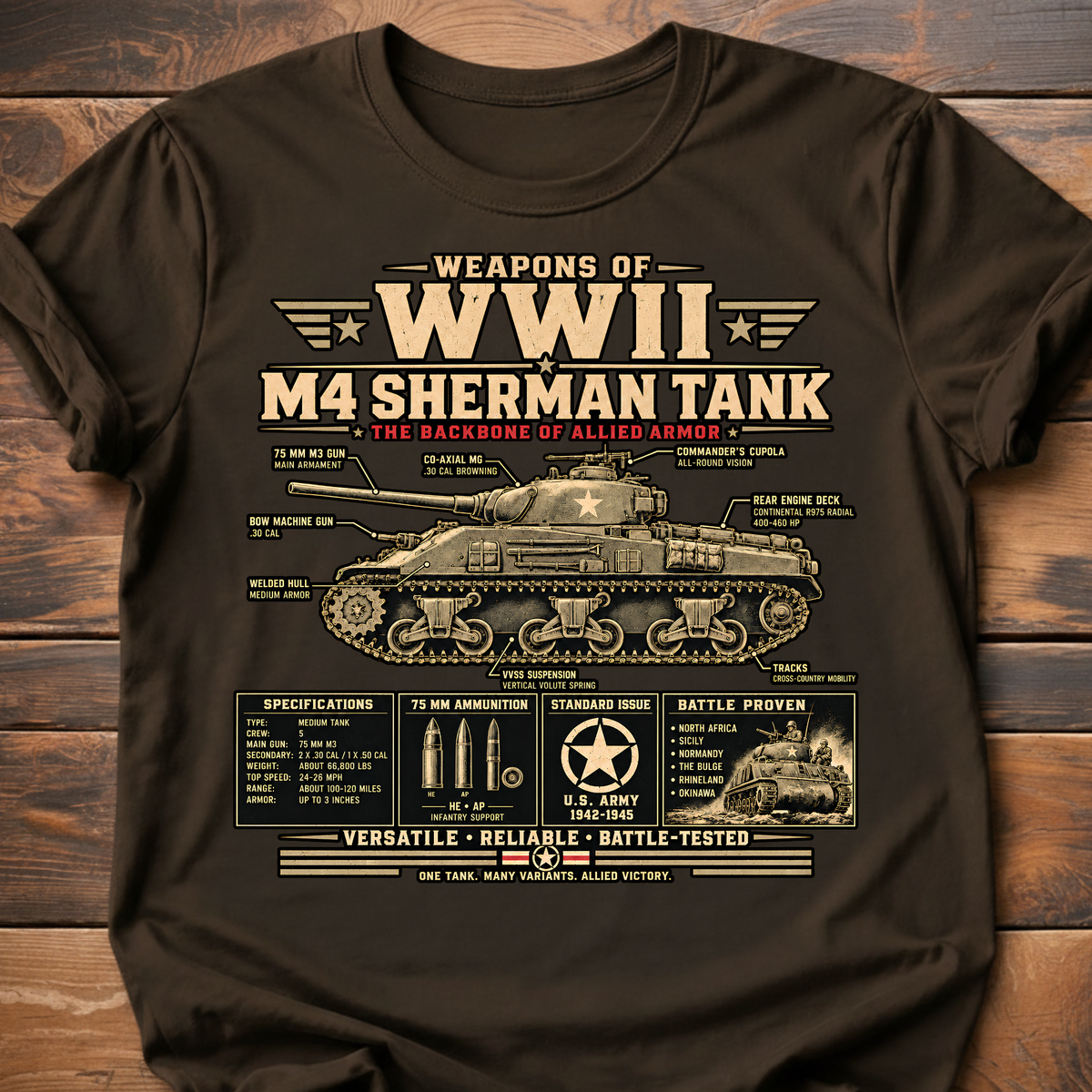 Weapons of WWII Sherman T-Shirt