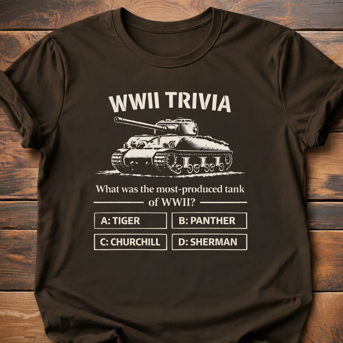 WWII Trivia Most Produced Tank Question T-Shirt