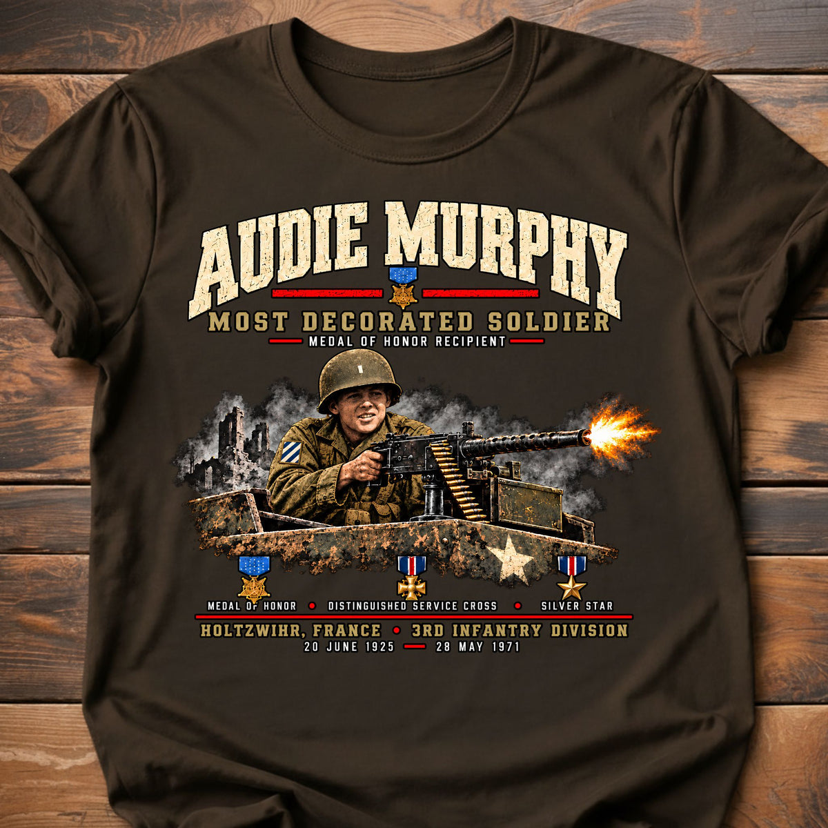 Audie Murphy Action T-Shirt
