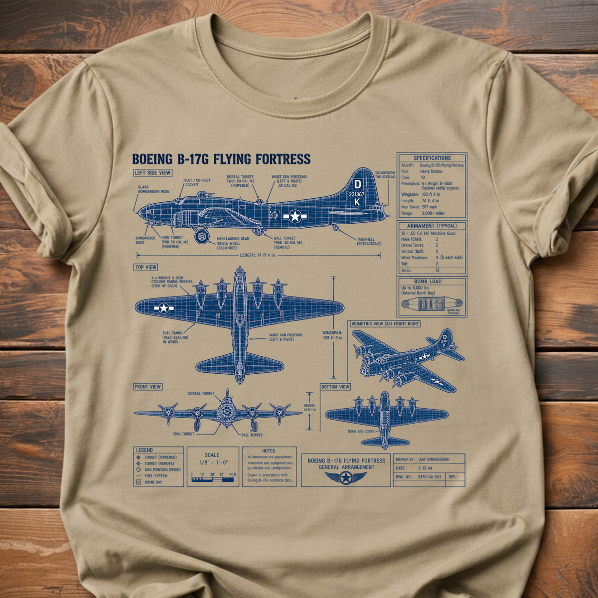 B17 Technical Drawing T-Shirt