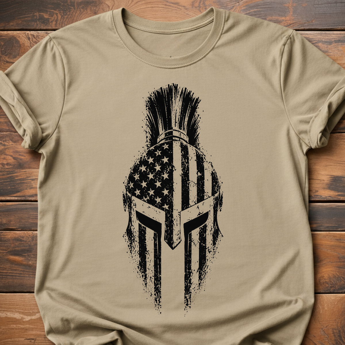 Spartan Helmet American Flag T-Shirt