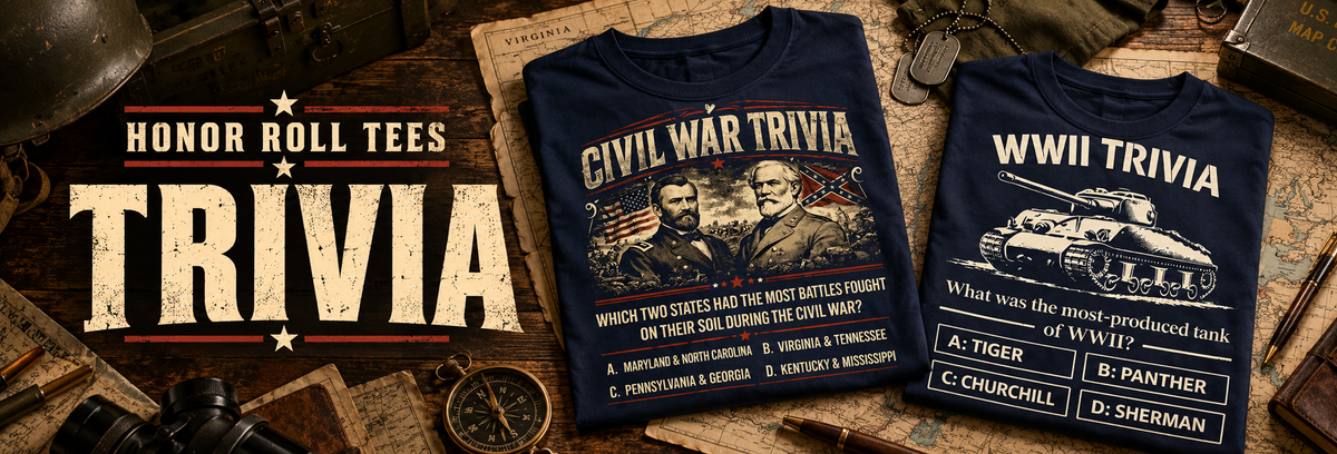 Honor Roll Tees Trivia collection - military history trivia t-shirts